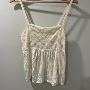 American Eagle Cream Embroidered Tank